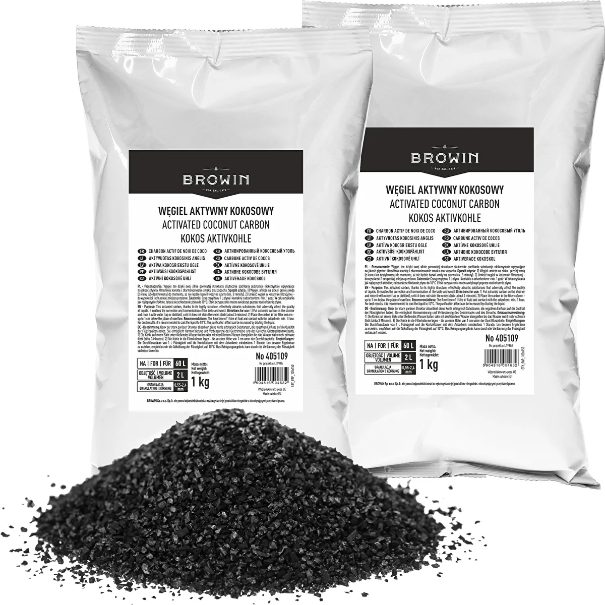 Węgiel aktywny kokosowy 1 kg x 2 - zestaw