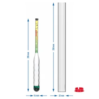 Solomierz nietłukący z probówką, zakres pomiaru: 0-300 g soli/L – zdjęcie 5