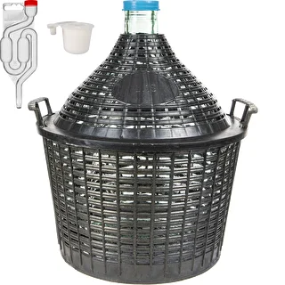 Zestaw winiarski basic: szklany balon 15 L, w koszu z tworzywa, z korkiem i rurką fermentacyjną