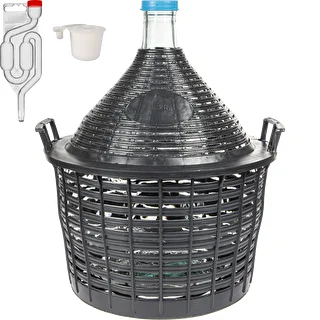 Zestaw winiarski basic: szklany balon 20 L, w koszu z tworzywa, z korkiem i rurką fermentacyjną
