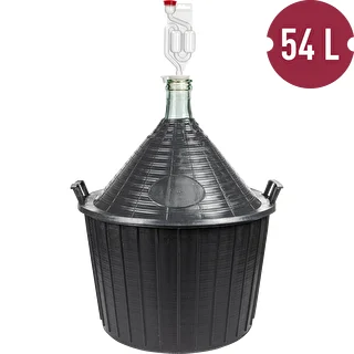 Zestaw winiarski basic: szklany balon 54 L, w koszu z tworzywa, z korkiem i rurką fermentacyjną – zdjęcie 2