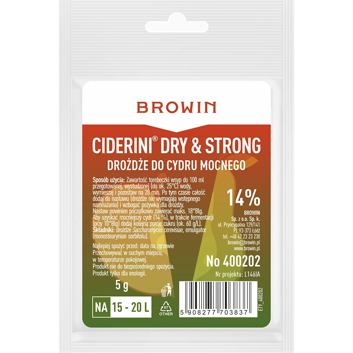 Drożdże cydrowe Ciderini Strong, 5 g
