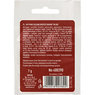 Enovini® OK RED - drożdże winiarskie obniżające kwasowość 7 g – zdjęcie 2