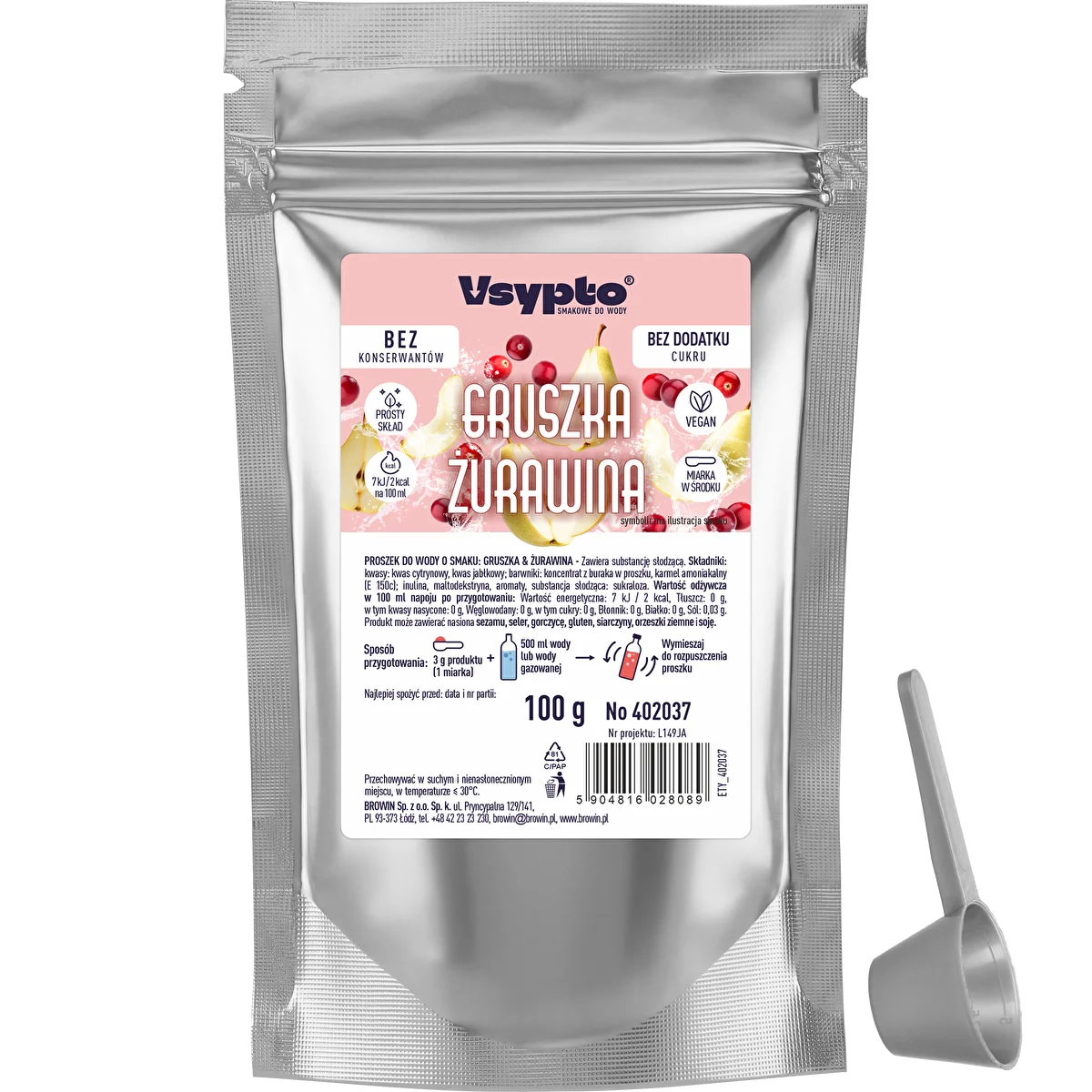 VSYPTO o smaku Gruszka Żurawina, 100g