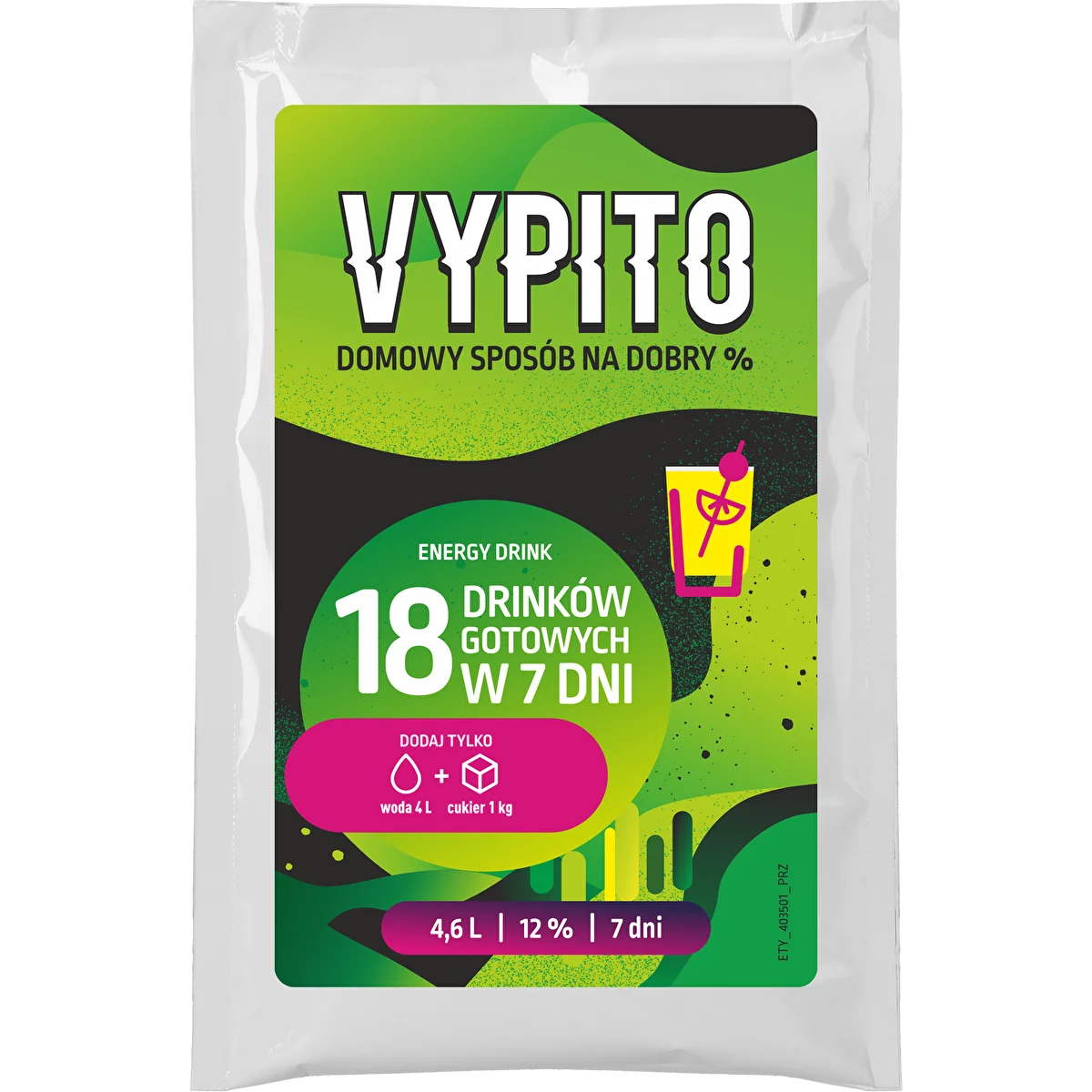 VYPITO 12%, saszetka na 18 drinków - Energy drink, 126 g