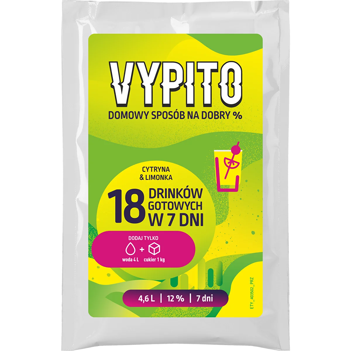VYPITO 12%, saszetka na 18 drinków - Cytryna & limonka, 126 g
