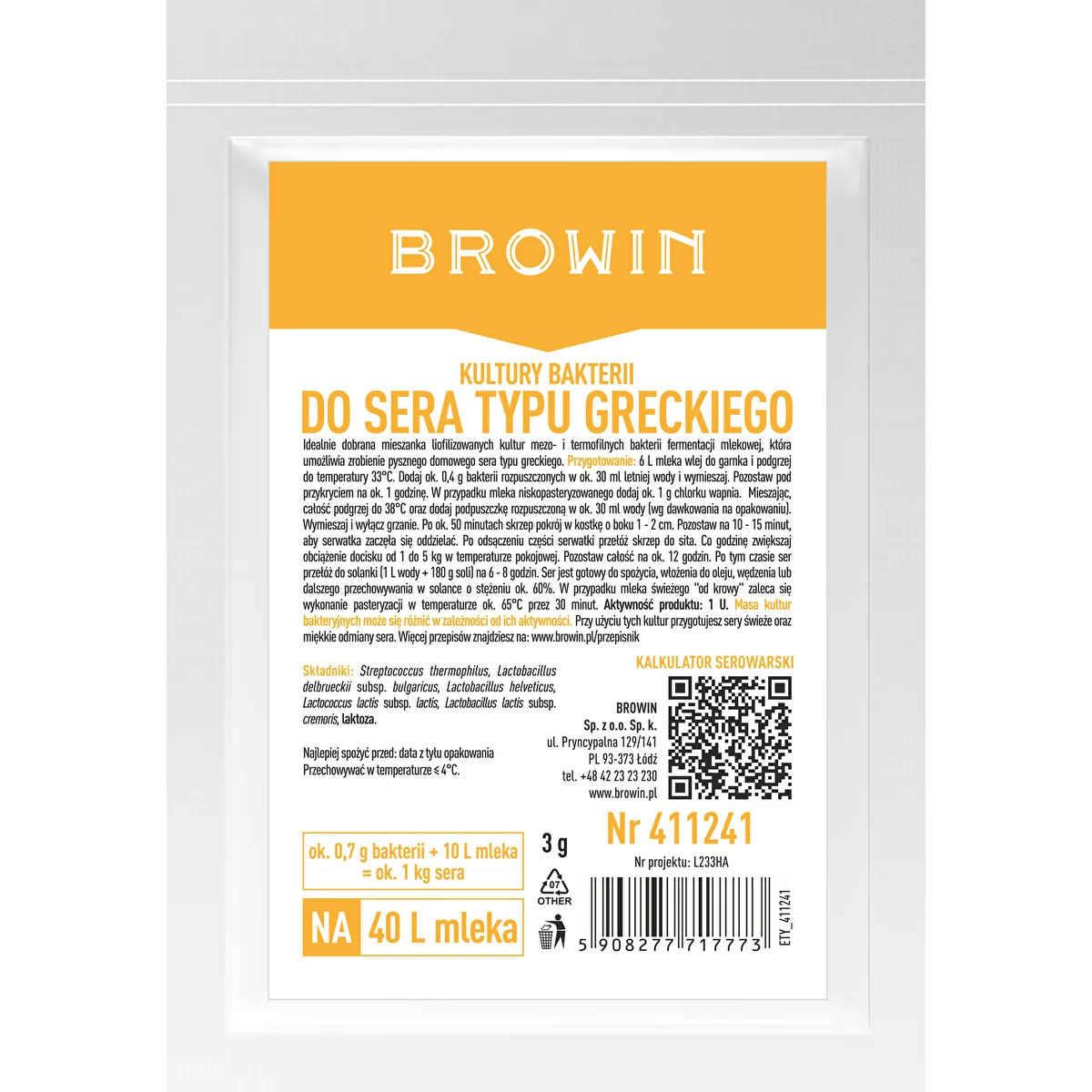 Kultury bakterii do sera greckiego