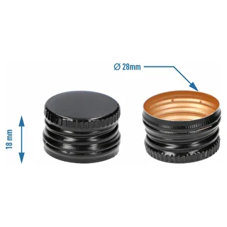Zakrętka do butelek fi 28/18 mm - czarna, 8 szt. – zdjęcie 4