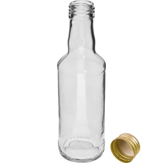 Butelka monopolowa 200 ml, ze złotą zakrętką fi 28, 1 szt. – zdjęcie 2