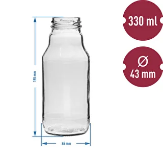 Butelka TO na sok 330 ml z zakrętką fi 43 - 6 szt. – zdjęcie 4