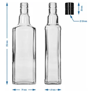 Butelka ozdobna TYNKTURA 0,5 L, z czarną długą zakrętką fi 28 mm, 1 szt. – zdjęcie 5