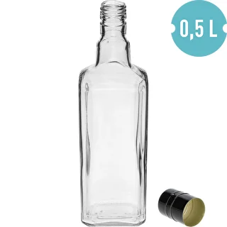 Butelka ozdobna TYNKTURA 0,5 L, z czarną długą zakrętką fi 28 mm, 1 szt. – zdjęcie 2