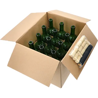 Butelka na wino 0,75L z korkami i kapturkami - 12 szt. – zdjęcie 1