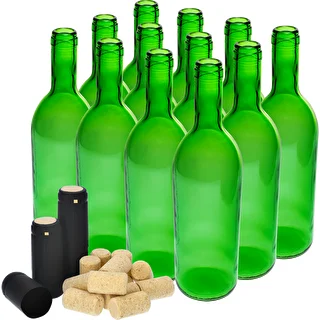 Butelka na wino 0,75L z korkami i kapturkami - 12 szt. – zdjęcie 2