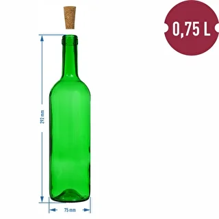 Butelka na wino 0,75 L zielona - zgrzewka 8 szt. – zdjęcie 6