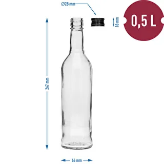 Butelka 500 ml Smukła, z zakrętką czarną, na wódkę, 6 szt. – zdjęcie 7