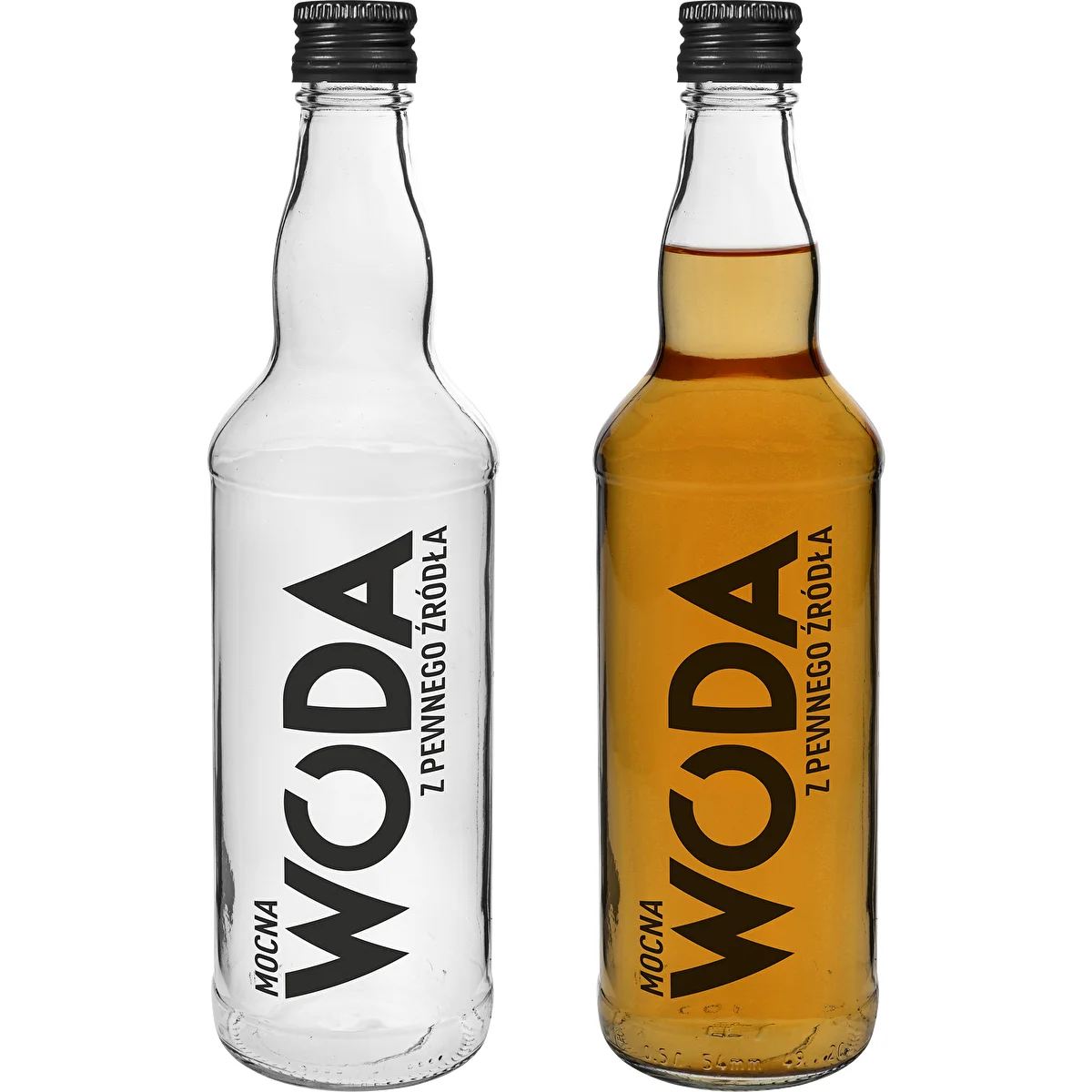Butelka 500 ml z zakrętką i nadrukiem mocna Woda