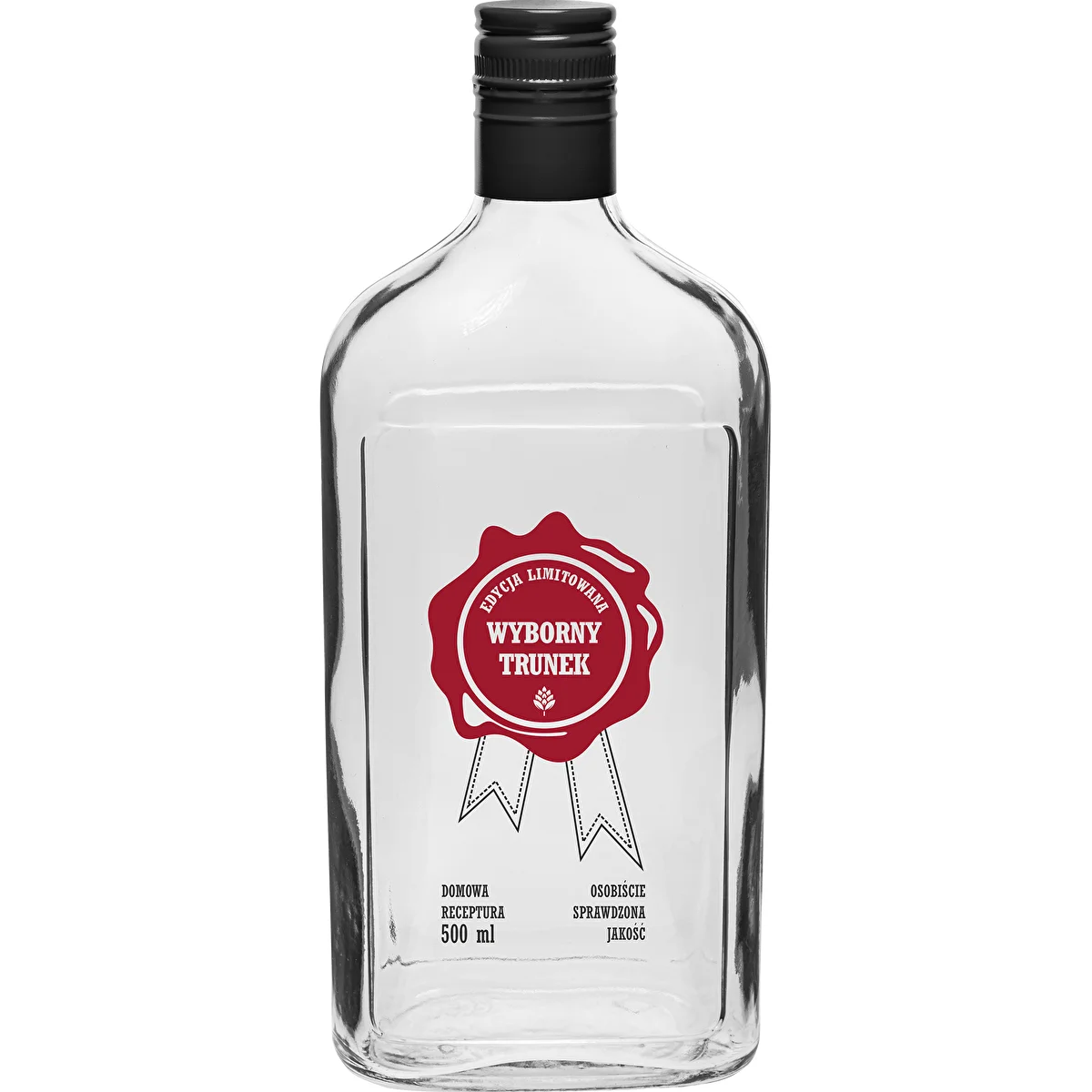 Butelka 500 ml z zakrętką, nadruk  „Wyborny Trunek", 1 szt.