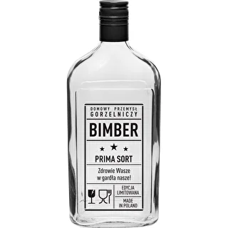 Butelka Piersiówka 500 ml z zakrętką, nadruk „Bimber PRL", 1 szt. – zdjęcie 1
