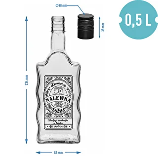 Butelka Klasztorna 500 ml z zakrętką, nadruk „Nalewka", 1 szt. – zdjęcie 5