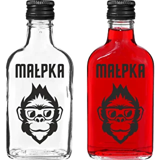Butelka Piersiówka 200 ml z zakrętką, nadruk „Małpka”, 1 szt. – zdjęcie 1
