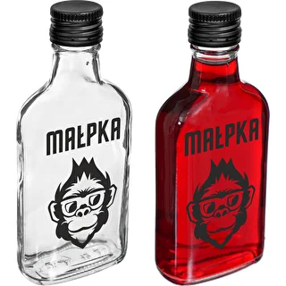 Butelka Piersiówka 200 ml z zakrętką, nadruk „Małpka”, 1 szt. – zdjęcie 2