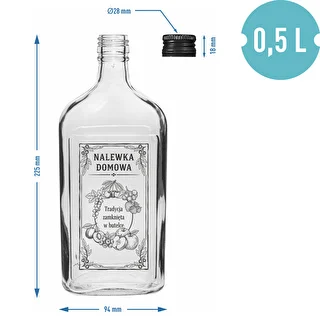 Butelka Piersiówka 500 ml z zakrętką, nadruk „Nalewka domowa”, 1 szt. – zdjęcie 4