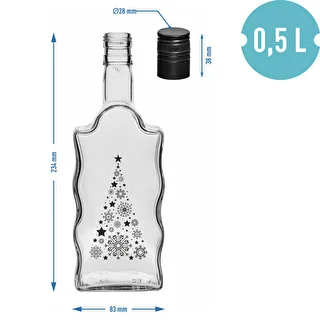 Butelka Klasztorna 500 ml z zakrętką, nadruk „Choinka", 1 szt. – zdjęcie 5