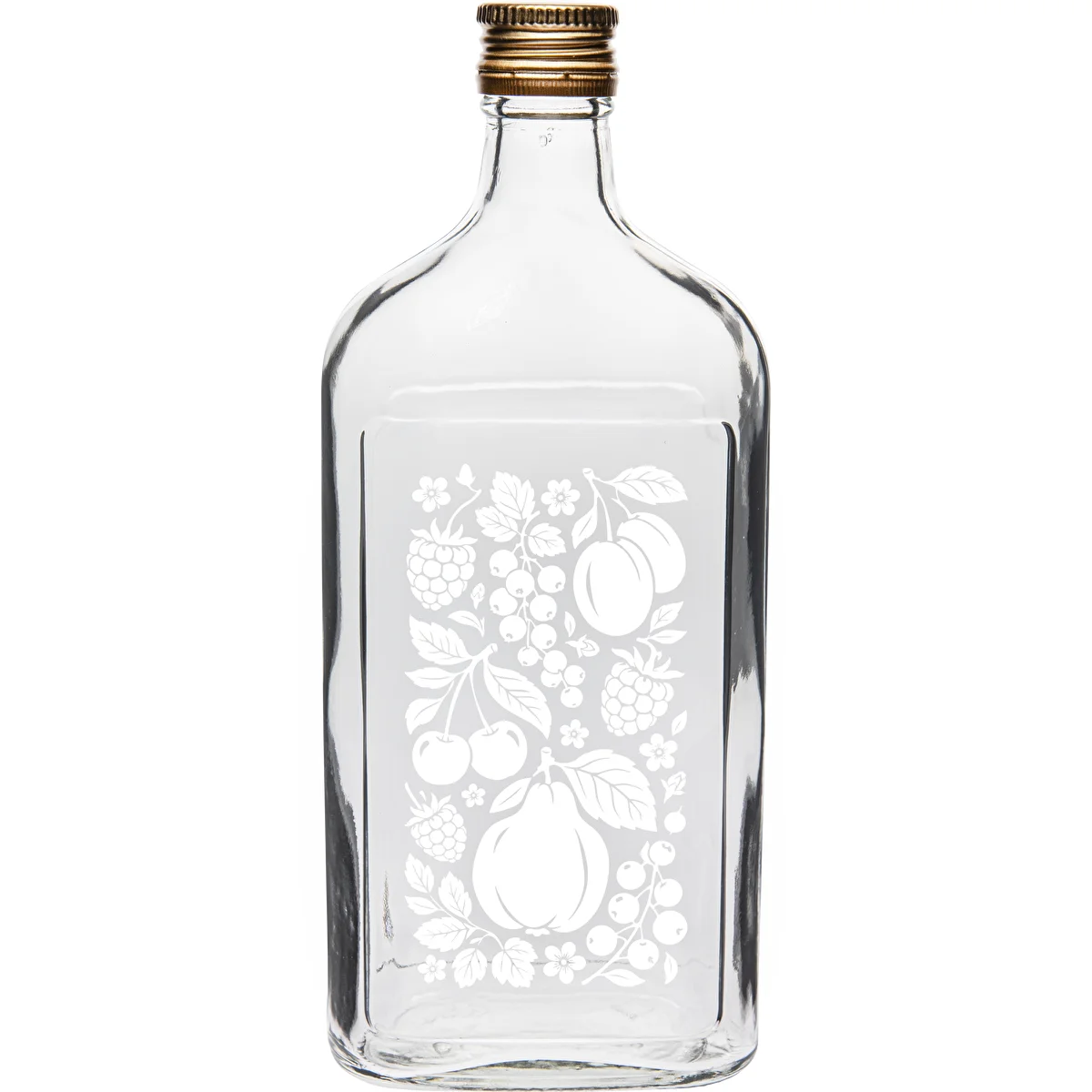 Butelka piersiówka 500 ml z zakrętką i nadrukiem „Owoce” wzór2
