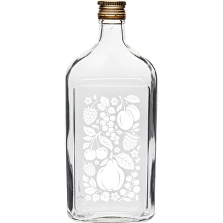 Butelka piersiówka 500 ml z zakrętką i nadrukiem „Owoce” wzór2