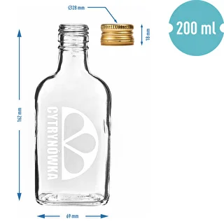 Butelka piersiówka 200 ml z zakrętką i nadrukiem „Cytrynówka” wzór2 – zdjęcie 4