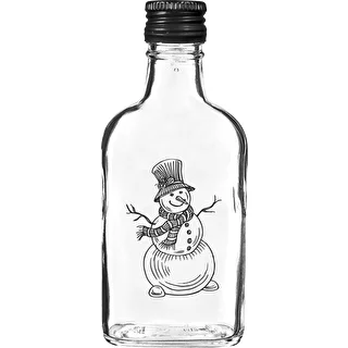 Butelka Piersiówka 200 ml z zakrętką, nadruk „Bałwanek", 1 szt. – zdjęcie 1