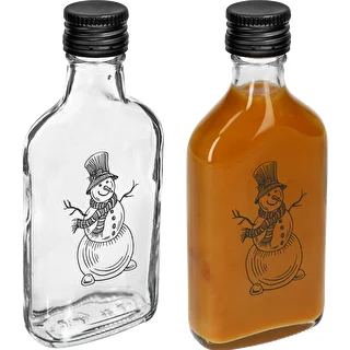 Butelka Piersiówka 200 ml z zakrętką, nadruk „Bałwanek", 1 szt. – zdjęcie 3