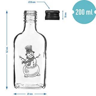 Butelka Piersiówka 200 ml z zakrętką, nadruk „Bałwanek", 1 szt. – zdjęcie 5