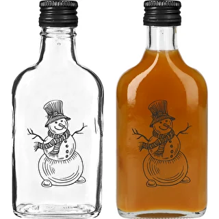 Butelka Piersiówka 200 ml z zakrętką, nadruk „Bałwanek", 1 szt. – zdjęcie 2