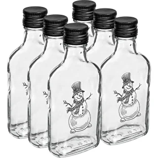 Butelka Piersiówka 200 ml z zakrętką, nadruk „Bałwanek", 1 szt. – zdjęcie 4