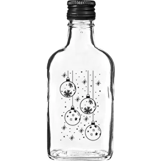 Butelka Piersiówka 200 ml z zakrętką, nadruk „Bombki", 1 szt. – zdjęcie 1