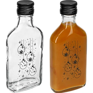 Butelka Piersiówka 200 ml z zakrętką, nadruk „Bombki", 1 szt. – zdjęcie 3