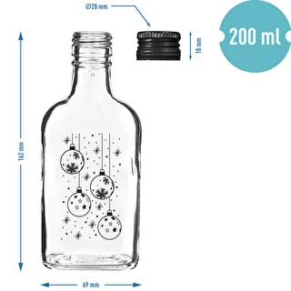 Butelka Piersiówka 200 ml z zakrętką, nadruk „Bombki", 1 szt. – zdjęcie 5
