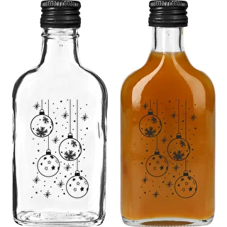 Butelka Piersiówka 200 ml z zakrętką, nadruk „Bombki", 1 szt. – zdjęcie 2