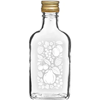 Butelka piersiówka 200 ml z zakrętką i nadrukiem „Owoce” wzór2
