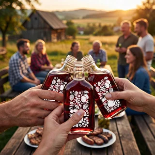Butelka piersiówka 200 ml z zakrętką i nadrukiem „Owoce” wzór2 – zdjęcie 6