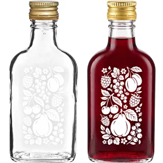 Butelka piersiówka 200 ml z zakrętką i nadrukiem „Owoce” wzór2 – zdjęcie 2