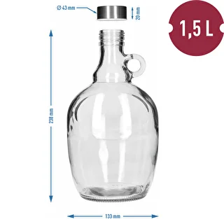 Gąsior Dama 1,5 L, z metalową zakrętką fi 43 mm i uchwytem – zdjęcie 5