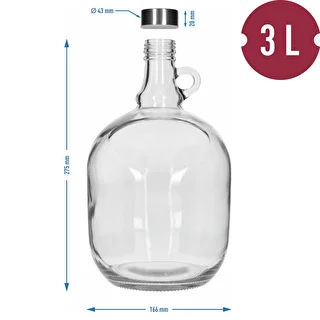 Gąsior Dama 3 L, z metalową zakrętką fi 43 mm i uchwytem – zdjęcie 5
