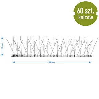 Kolce na ptaki, na metalowej listwie, 10 szt. – zdjęcie 9