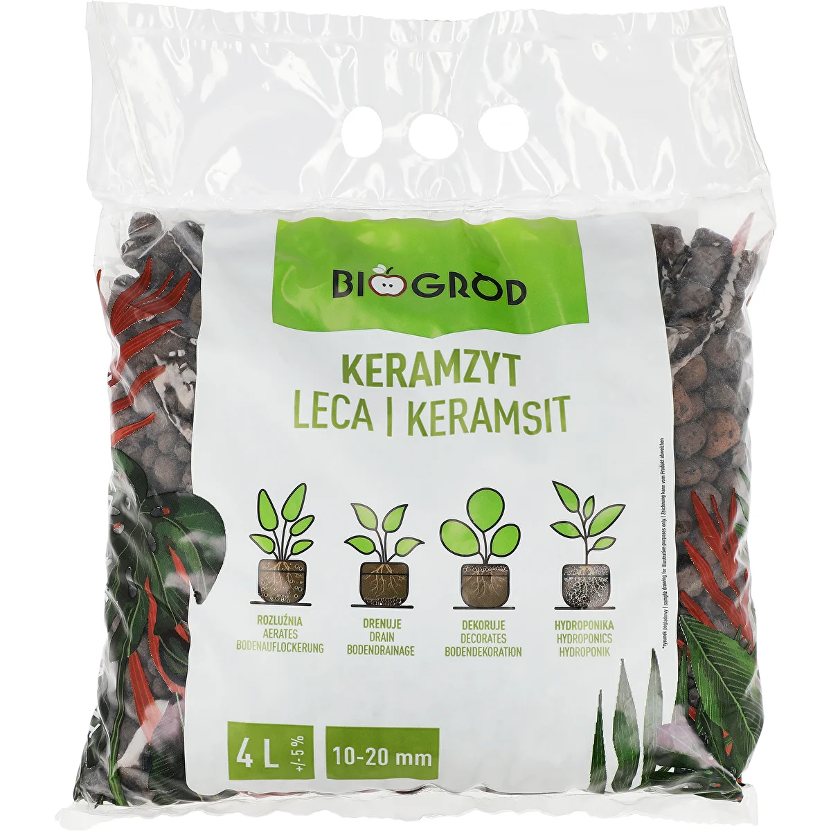 Keramzyt do roślin doniczkowych, ogrodnictwa i lasów w szkle10–20 mm, 4L