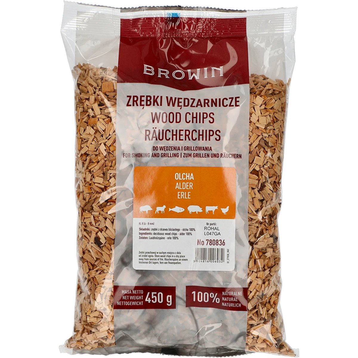 Zrębki do wędzenia/grillowania, olcha, 450 g, kl. 8