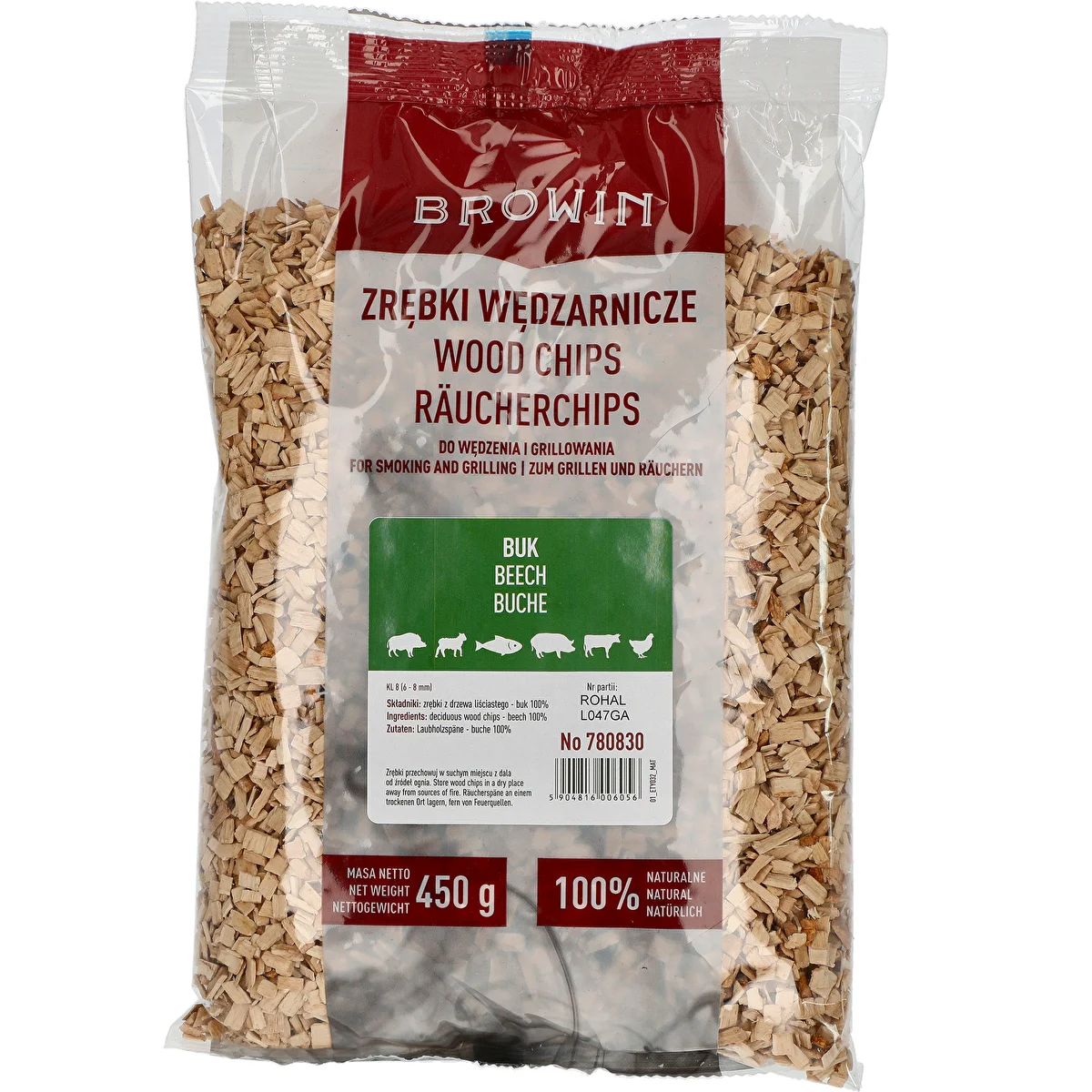 Zrębki do wędzenia/grillowania, buk, 450 g, kl. 8