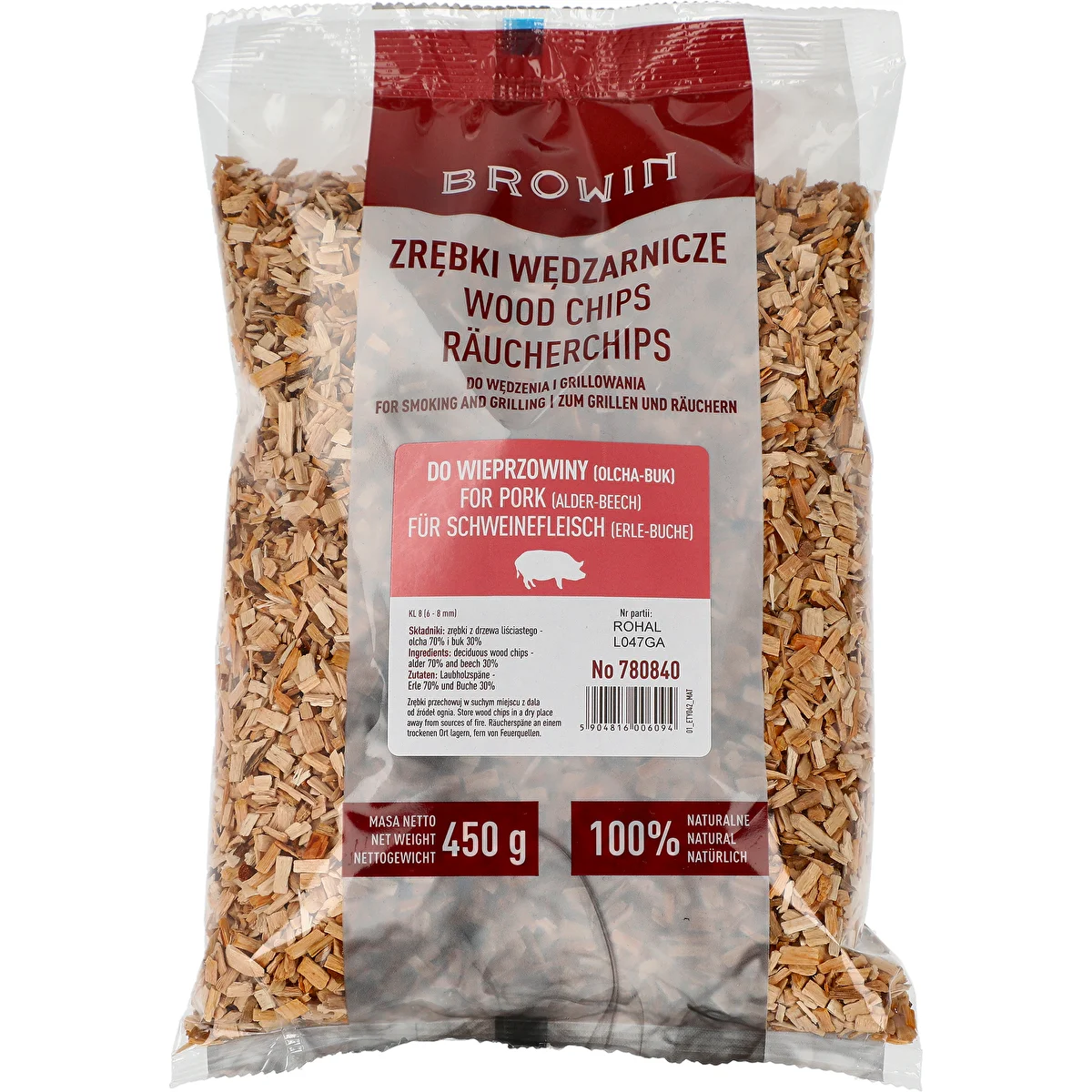 Zrębki do wędzenia/grillowania mix olcha + buk, 450 g, kl. 8